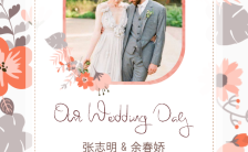 粉色花朵浪漫韩式简约婚礼邀请函结婚请柬H5模板缩略图